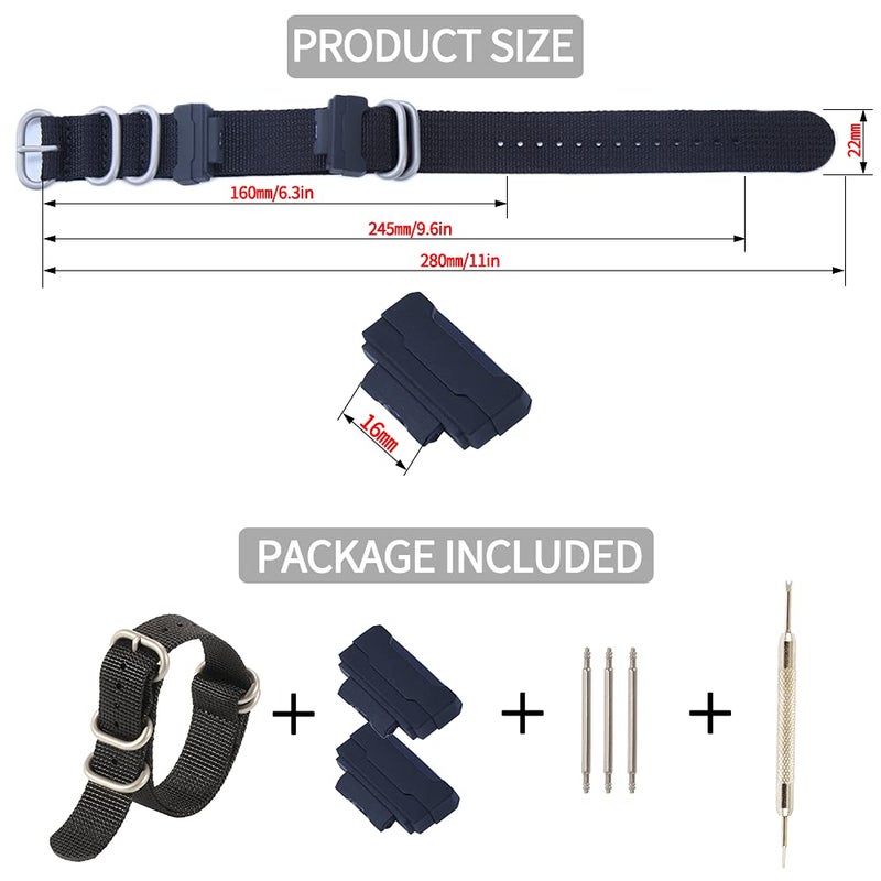 MCXGL Heavy duty nylon watch strap + Adapter 16mm Replacement for GShock Dw5600 GW6900 GA110 GA120 GA100 mens watch band - Image 3